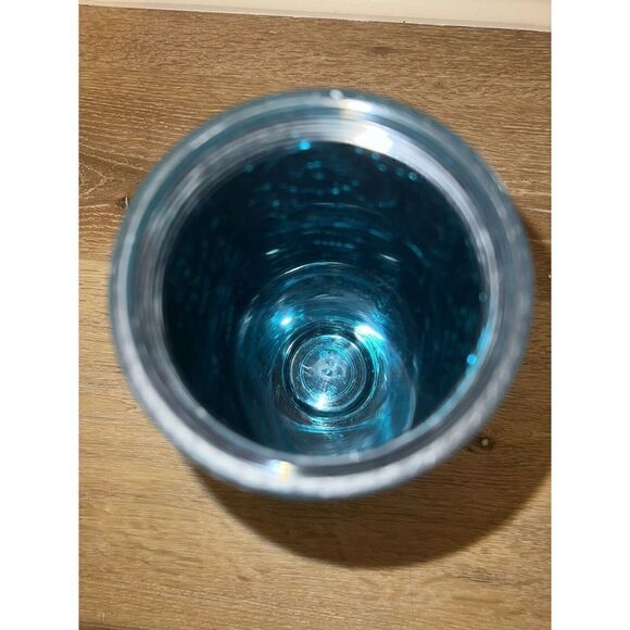 Starbucks Embossed Tin Floral Metallic Foil Teal Blue Cold Cup 24oz Tumbler 2017 - Picture 3 of 3
